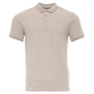 Kenrow Brett Polo in putty, front view showing textured fabric, button placket, and chest logo.