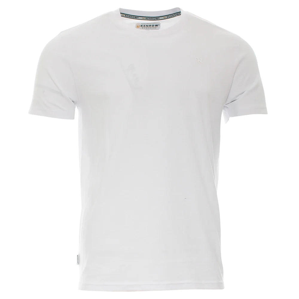 Kenrow Connor Tee in optic white, front view showing crew neck and short sleeves