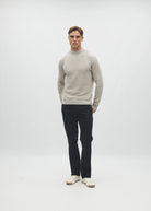 Diesel Daxton Sweater Beachcomber in light grey worn by model, front view
