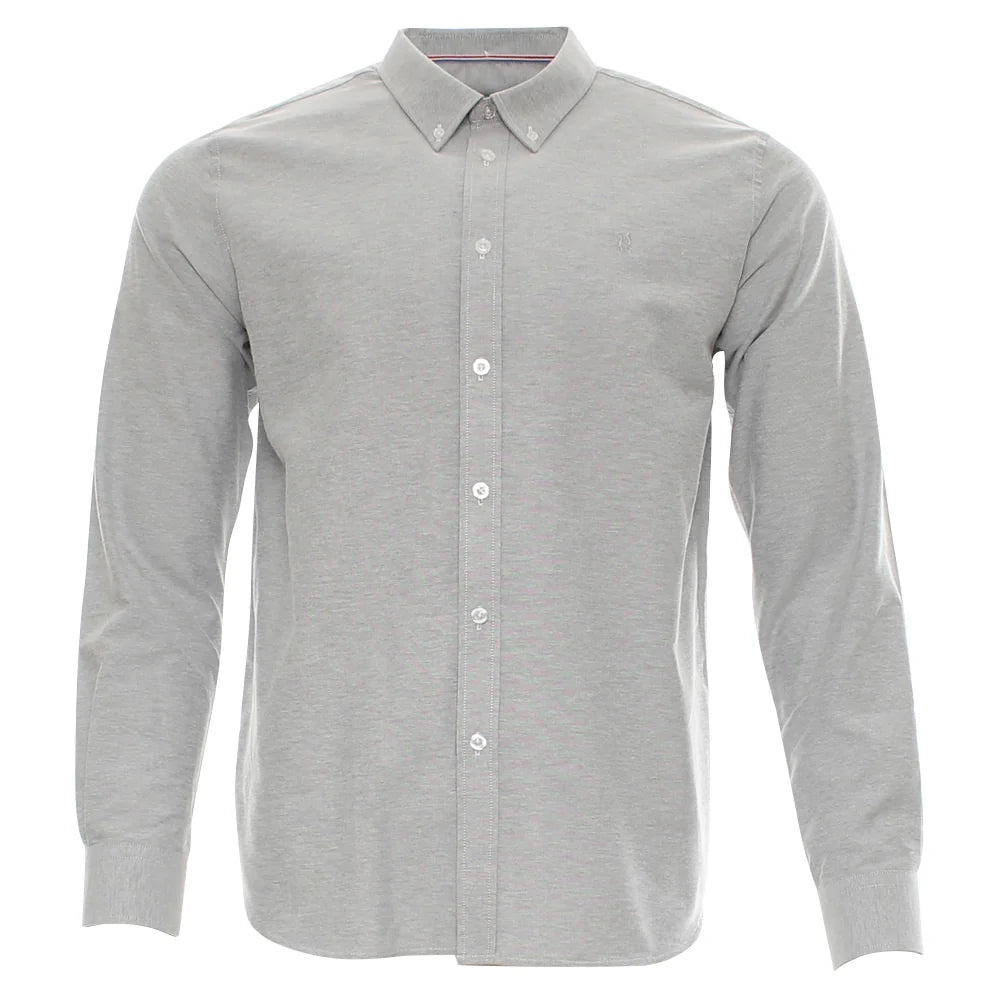 Kenrow Fritz Shirt in light grey, front view with button - down collar and chest logo.