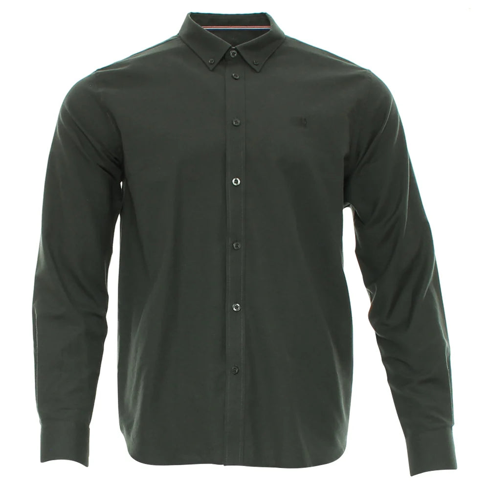 Kenrow Fritz Shirt Pewter Green front view with button - down collar and long sleeves