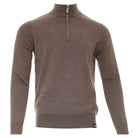 Kenrow Justin Half Zip Stone Melange sweater front view with ribbed collar and cuffs