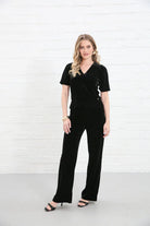 Rant & Rave Matilda Velvet Top Black worn by model, front view