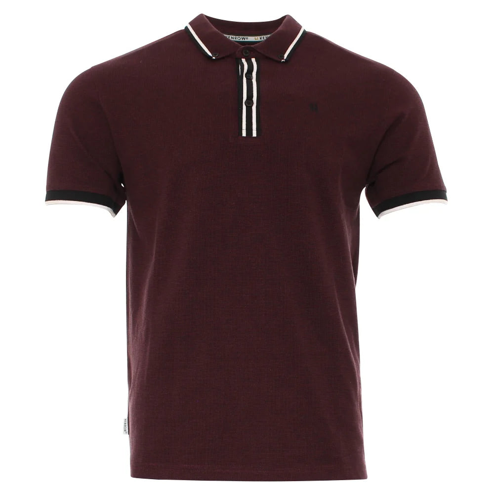 Kenrow Otto Polo in maroon with contrast collar and cuff tipping, front view