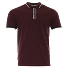 Kenrow Otto Polo in maroon with contrast collar and cuff tipping, front view