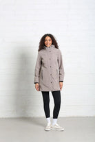 Rant & Rave Relax & Renew Elsie coat in taupe, front model view