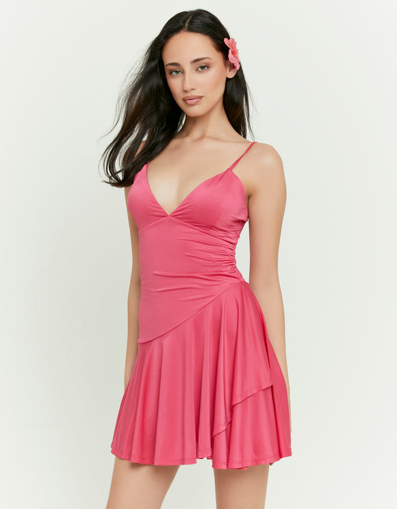 Tally Weijl pink mini dress worn by model, front view