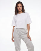 Tally Weijl white oversized basic T-shirt worn by model, front view