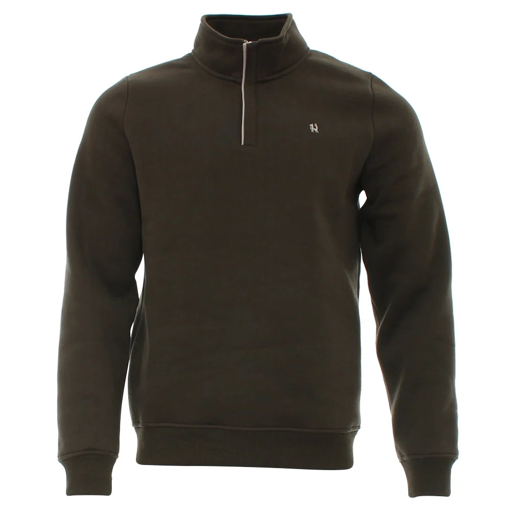 Kenrow Wesley Half Khaki quarter-zip sweater in khaki, front view