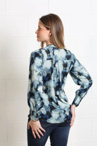 Rant & Rave Leah Top in blue worn by model, back view