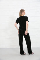 Rant & Rave Matilda Velvet Top Black worn by model, back view