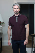 Kenrow Otto Polo maroon worn by a model, front view