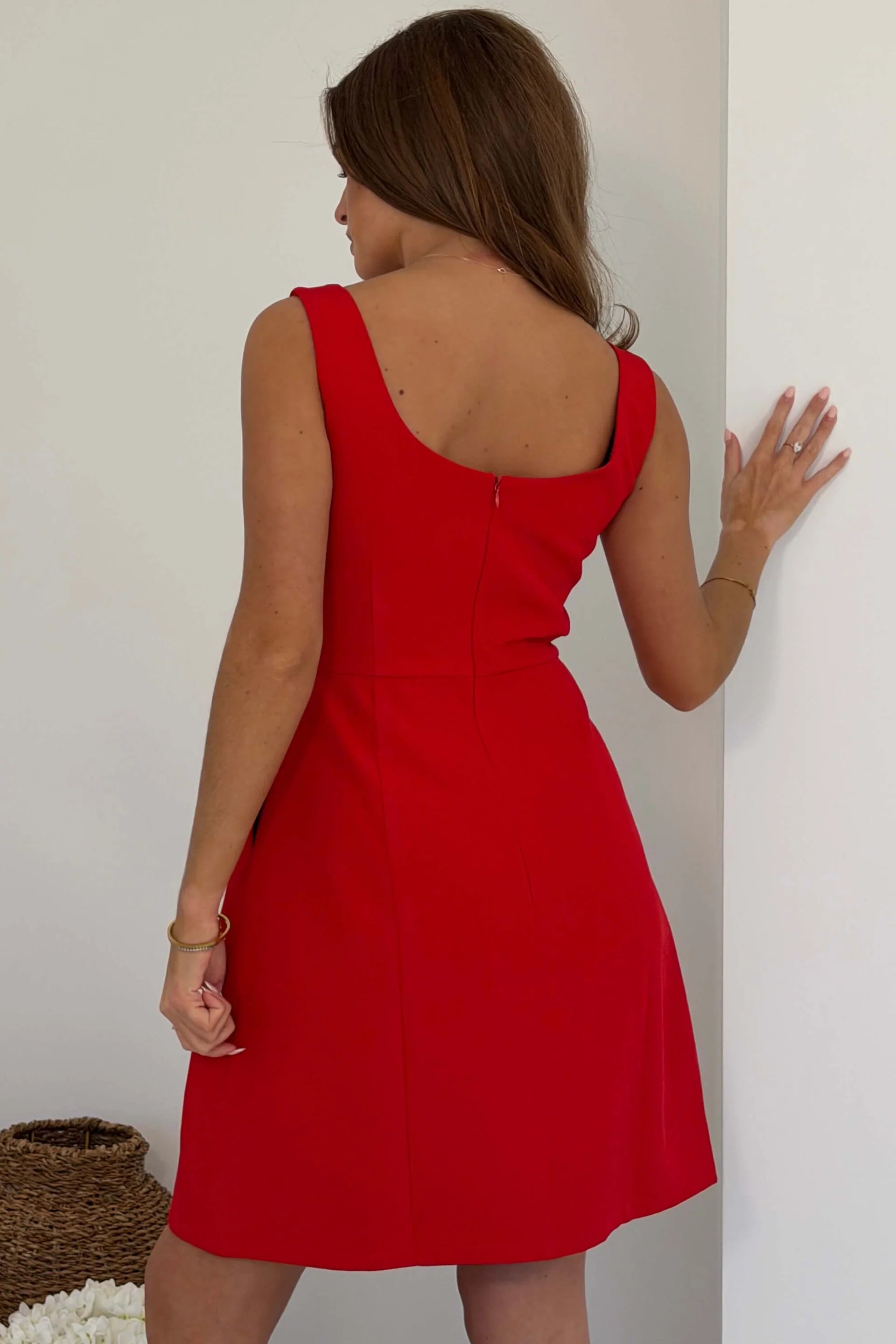 Girl In Mind Nola bow mini dress in red, back view