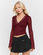 Tally Weijl Black Pleated Mini Skort worn by model, Side view