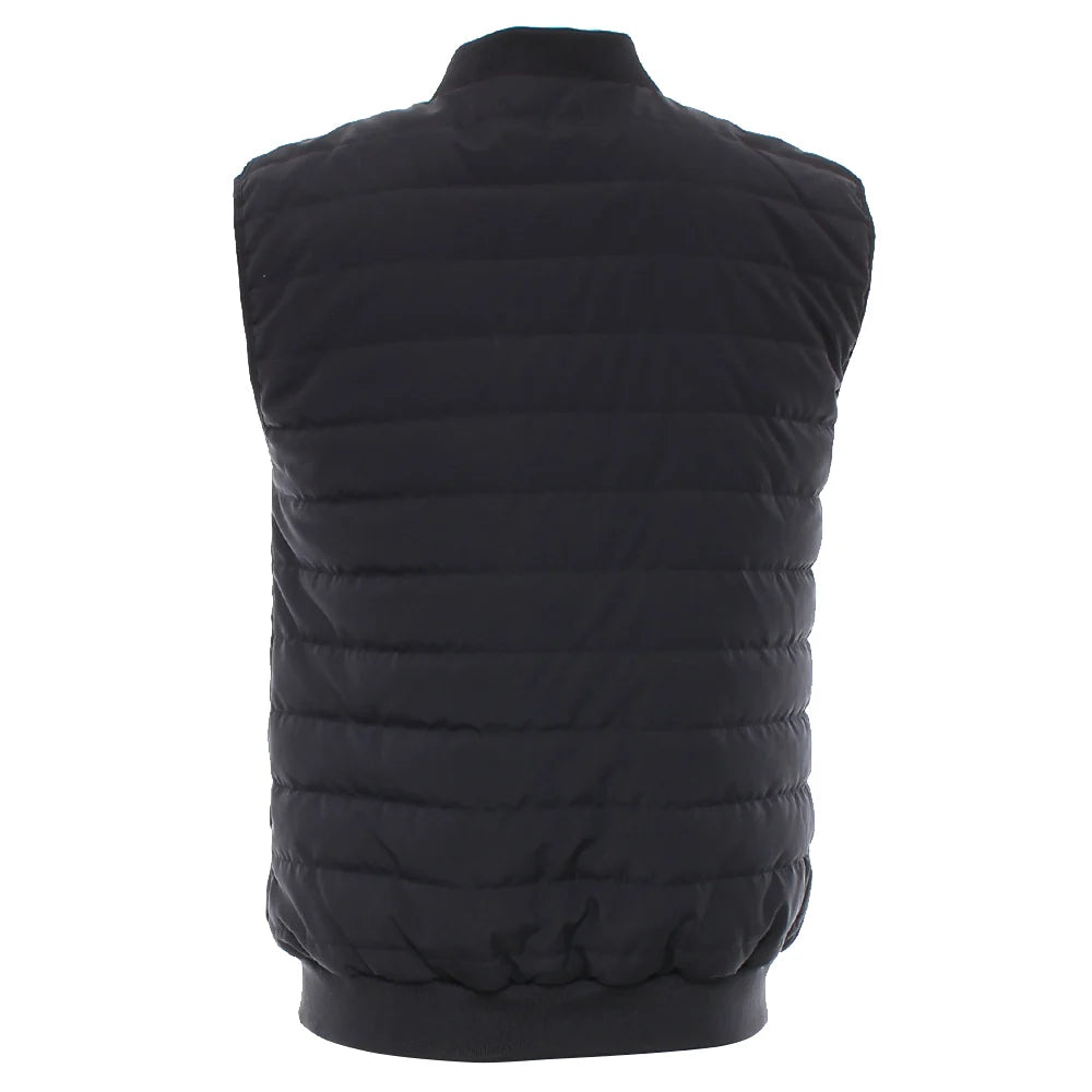 Kenrow Andy Gilet Navy back view with horizontal quilted panels