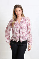 Rant & Rave Anna Frill Top in blush, front model view