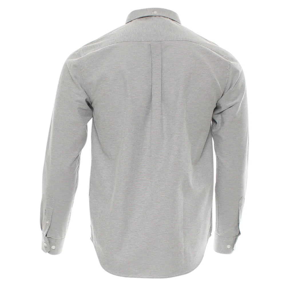 Kenrow Fritz Shirt in light grey, back view showing pleat and buttoned cuffs.