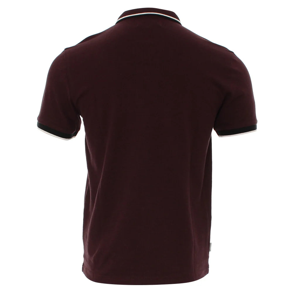 Kenrow Otto Polo in maroon with contrast collar trim, back view