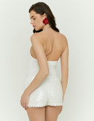 Tally Weijl White Sequin Shorts worn by model, back view