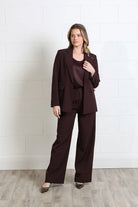 Rant & Rave Tabitha blazer in aubergine, full - length angled model view.