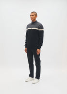 Diesel Tully Half Zip Charcoal Marl sweater worn by model, angled front view