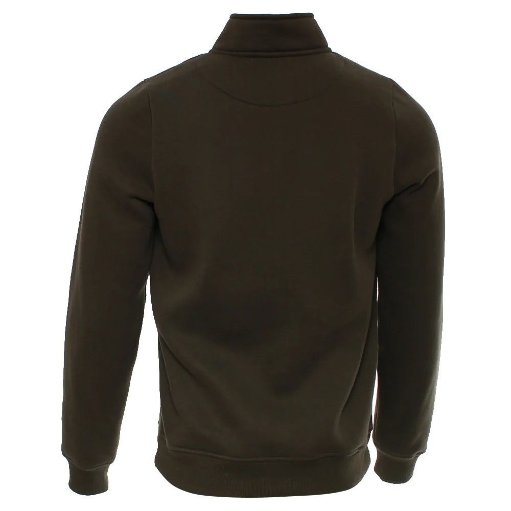 Kenrow Wesley Half Khaki quarter-zip sweater in khaki, back view