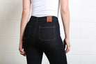 Back detail of Rant & Rave Abigail wide leg jean in Raw Wash with patch pockets.