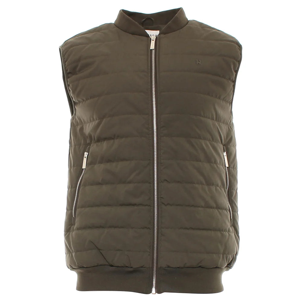 Kenrow Andy Gilet in light khaki with quilted design and front zip, front view