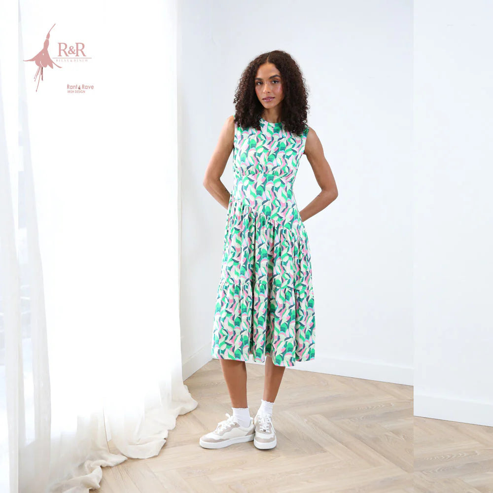 Rant & Rave Relax & Renew Effie dress in multi, front model view