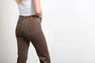 Rant & Rave Emily Wide Leg Cord Taupe trousers, back pocket detail view