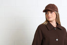 Rant & Rave Georgia Coat in chocolate brown close - up of collar and button front
