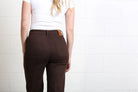 Rant & Rave Harriet Pintuck Wide Leg Jean in chocolate, back detail view of pockets and waistband