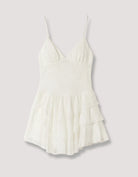 Tally Weijl white lace ruffle mini dress, flat front view