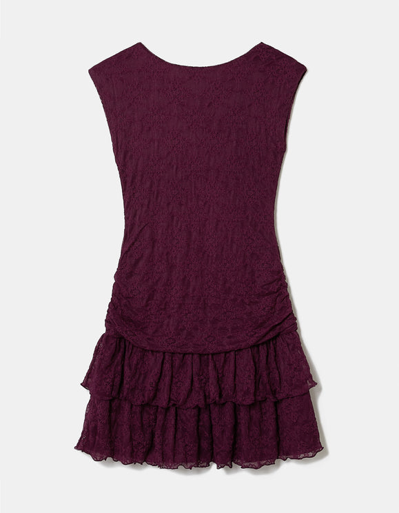 Tally Weijl Burgundy Lace Mini Dress, styled product view