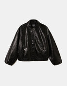 Tally Weijl Black Oversized Faux Leather Jacket, flat front view