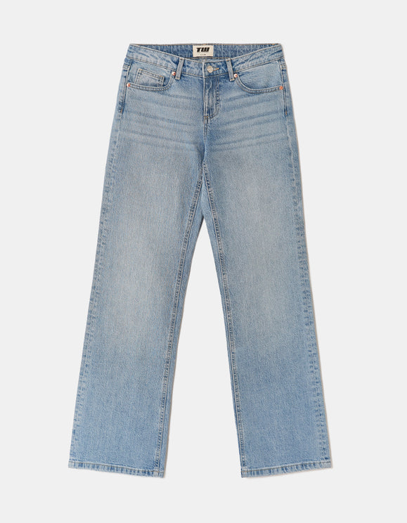 Tally Weijl Blue Low Waist Straight Jeans, flat front view