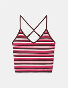 Tally Weijl Pink Striped Knit Crop Top, front flat lay view