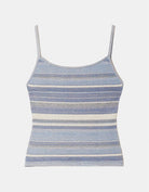 Tally Weijl blue and white striped crop top, front view 2