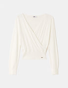 Tally Weijl White Wrap Knit Jumper, front flat lay view