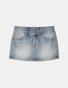 Tally Weijl blue denim mini skirt front view