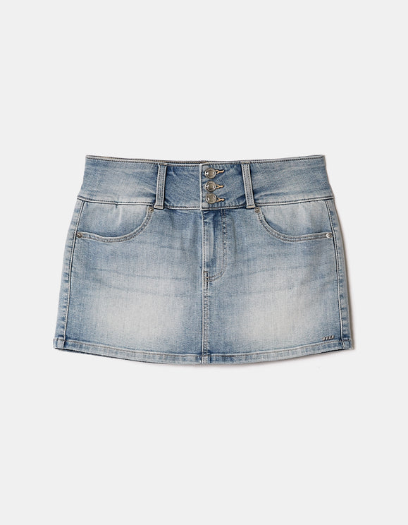 Tally Weijl blue denim mini skirt front view