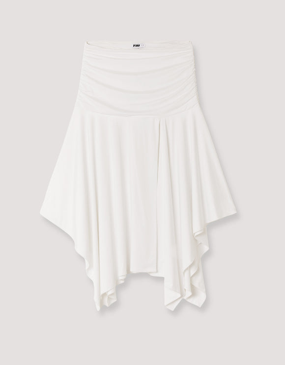 Tally Weijl white ruffle midi skirt, front view