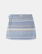 Tally Weijl blue and white striped mini skirt with side tie, front view