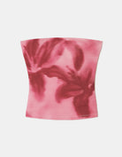 Tally Weijl pink floral bandeau top, front view