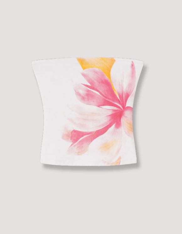 Tally Weijl white floral bandeau top, front view