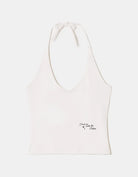 Tally Weijl white printed halter top, front view