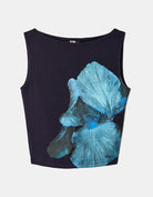 Tally Weijl Blue Floral Print Top, front flat lay view