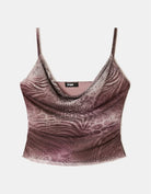 Tally Weijl multi animal print top, front view with cowl neckline and thin straps