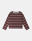Tally Weijl Burgundy Striped T Shirt, front flat lay view