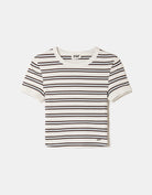 Tally Weijl white and brown striped T shirt, front view